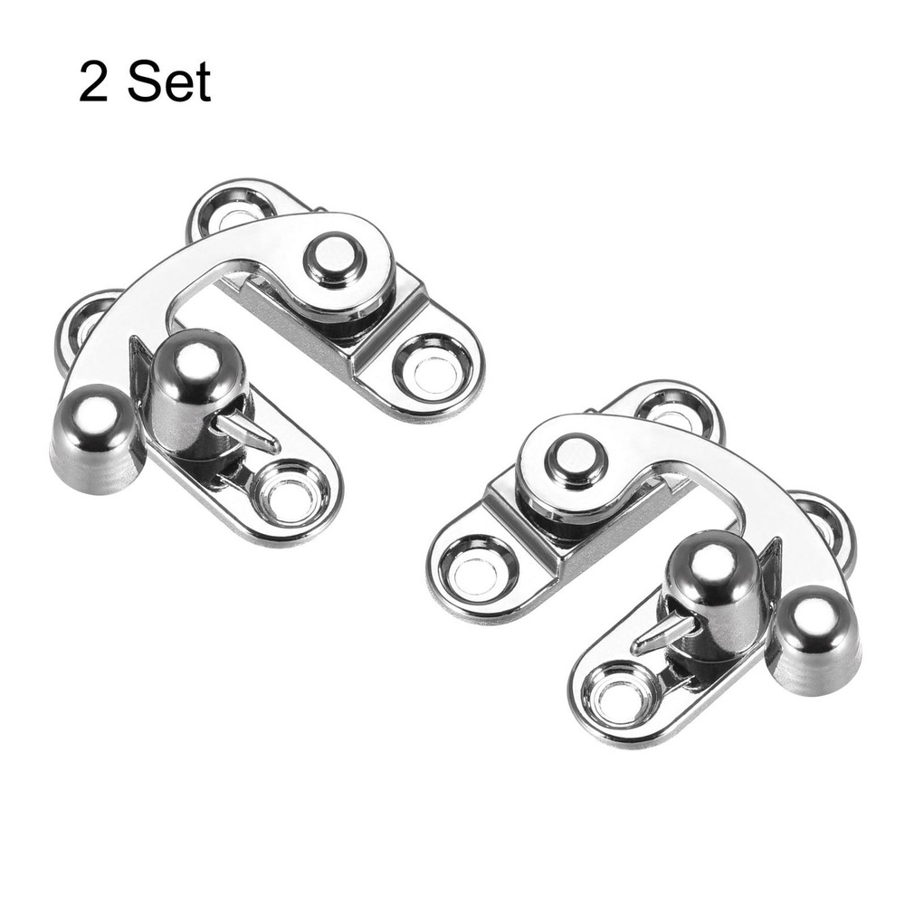 Right and Left Latch Hook Hasp Swing Arm Latch Silver Tone 2 Set