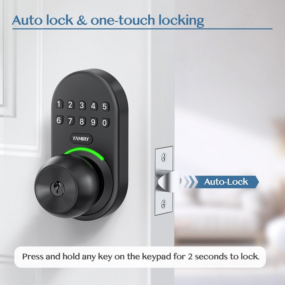 Keypad Smart Door Knob Lock, Keyless Entry Digital Lock with Handle, Electron...