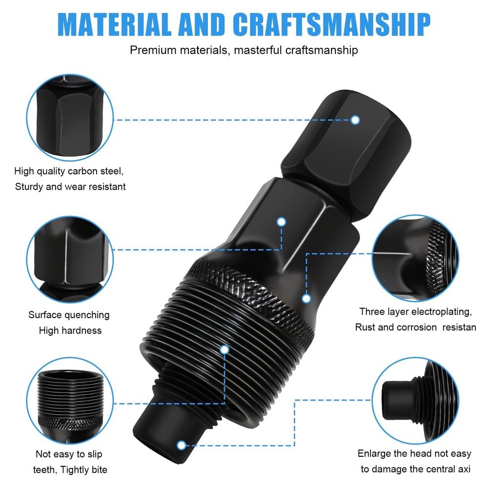 AUUTI 2 Items Bike Crank Puller - Removal Tool for Square 2.48", black