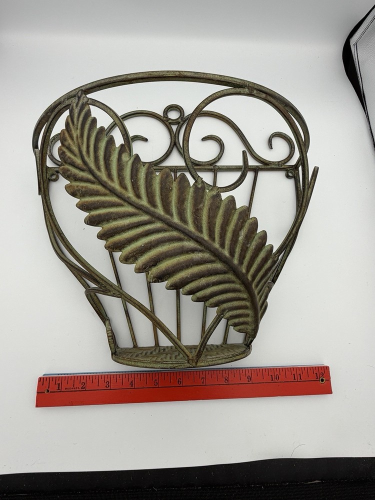 Green Metal Scroll Leaf Planters, Towel Holder
