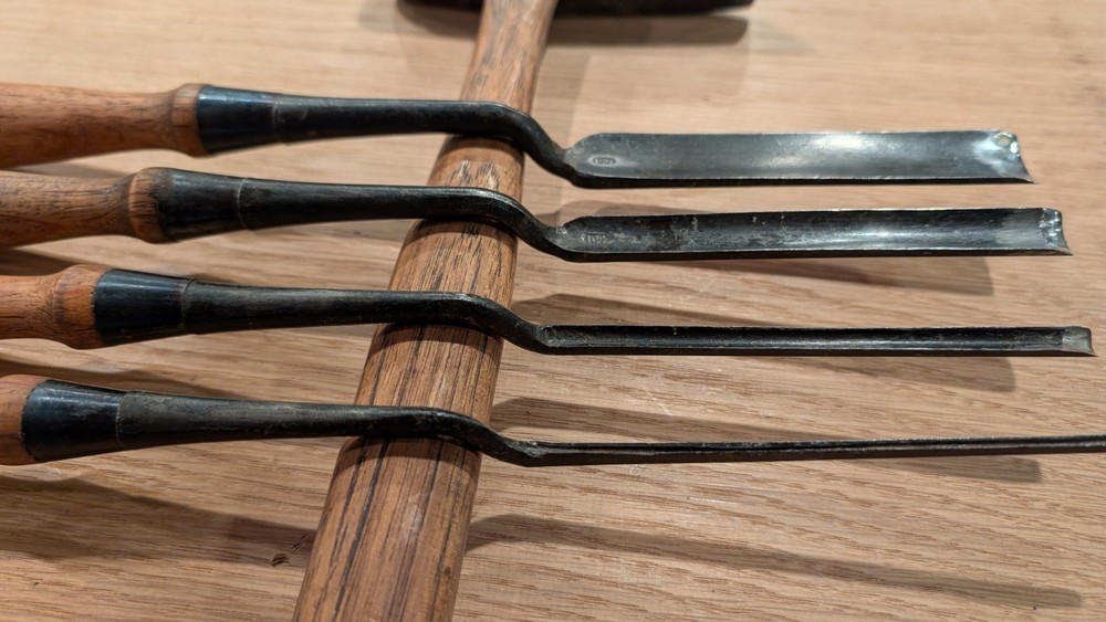 Set Of Four Japanese Kote Nomi Crank Neck Gouges