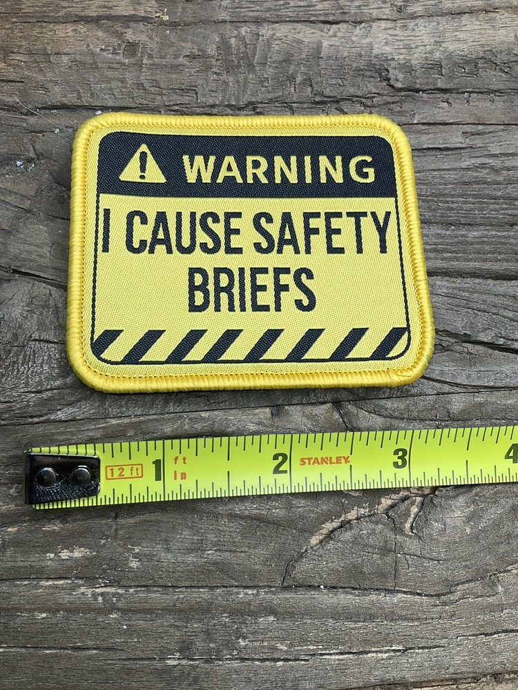 Embroided Patch Warning I Cause Safety Briefs Satire Hilarious Hook Loop