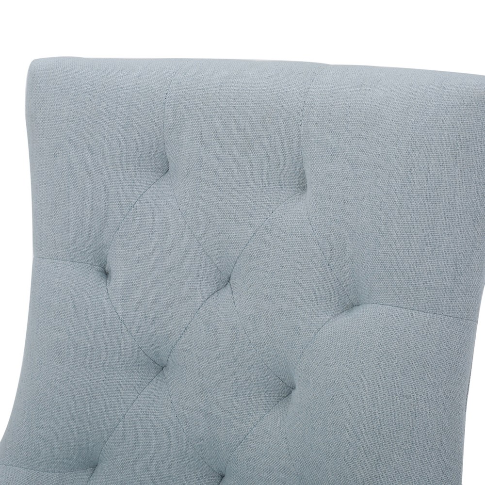 Comtemporary and Upholstered Dining Chair with Wood Legs, Light Blue