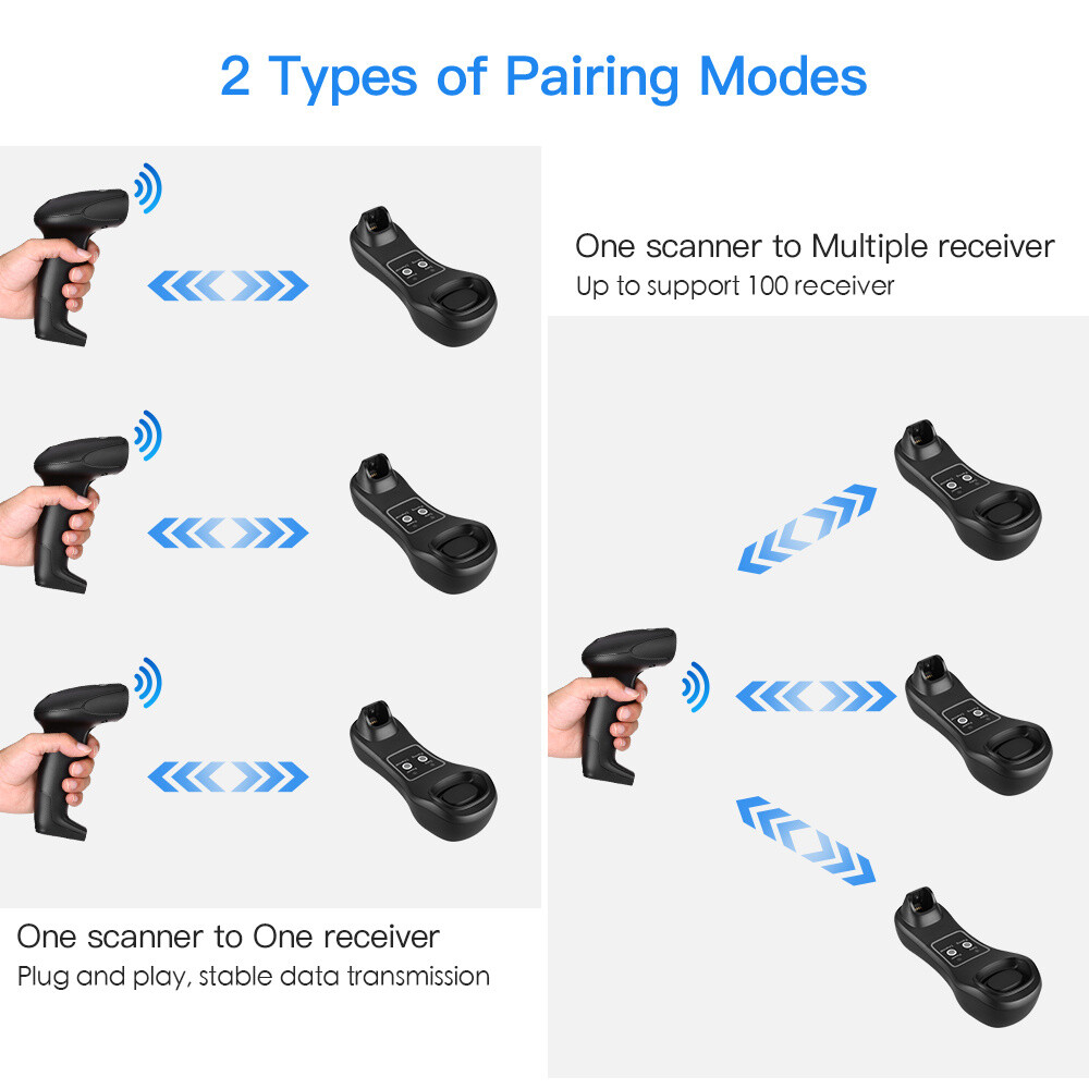 Eyoyo 1D Wireless Barcode Scanner Bar Code Reader USB Charging Base for PC Phone