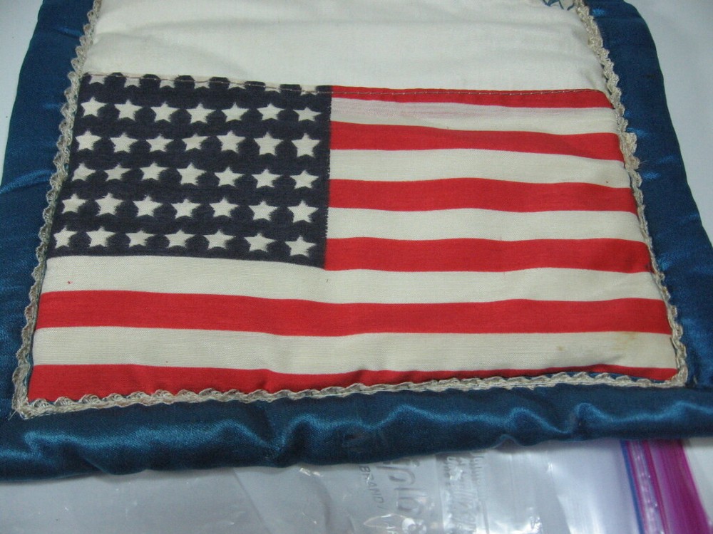 WWI Blue Silk "Forget Me Not" Eagle US Flag; Authentic and Original (12M)