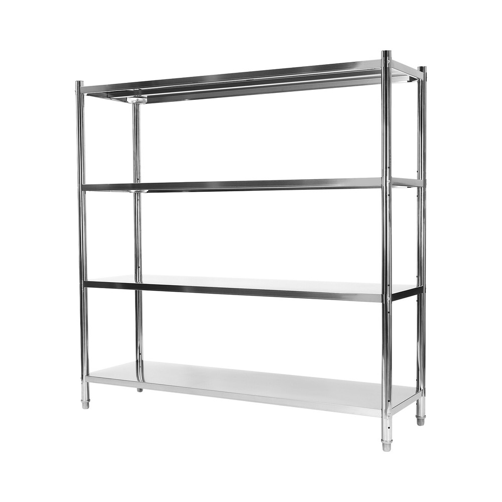 Silver Stainless Steel 4-Tier Adjustable Heavy-Duty Storage Shelf