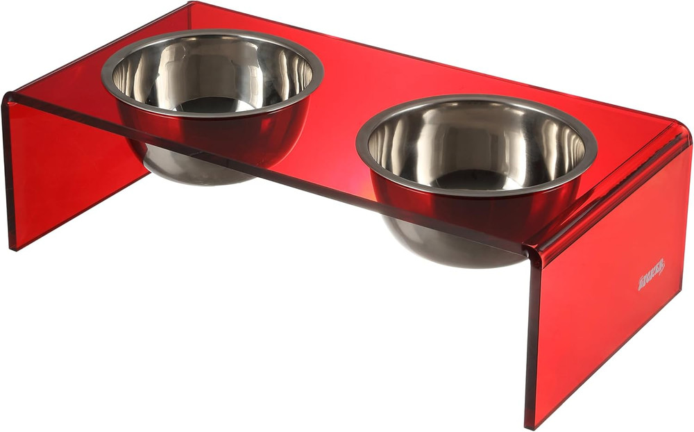 DBL2000H Keaton 5" Small/Medium Modern Acrylic Rectangular Elevated Pet Feeder w