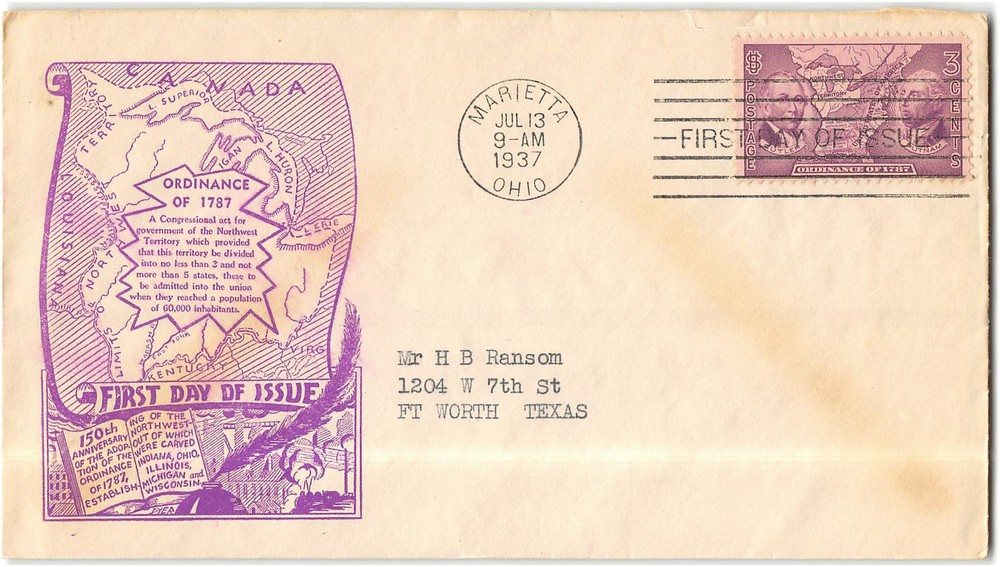 US #795 First Day Cover (FDC), 1937, Dyer