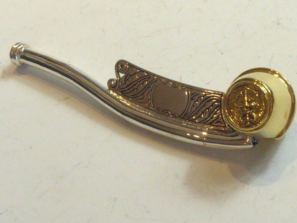 SOLID SILVER & GOLD PLATED NOVELTY BOSUNS EMBOSSED ANCHOR WHISTLE