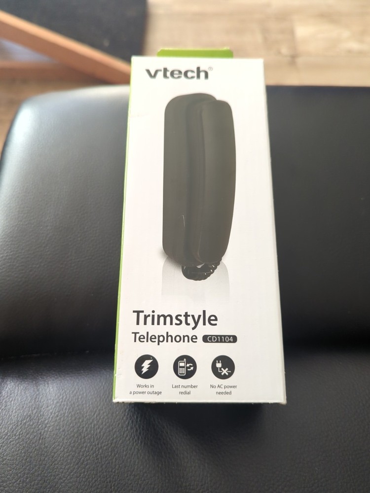 Vtech CD1104 TrimStyle Corded Basic Telephone Black No AC Power Needed/Redial