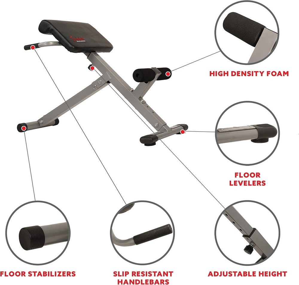 Multi-Function 45-Degree Hyperextension Bench - Adjustable & Foldable Design