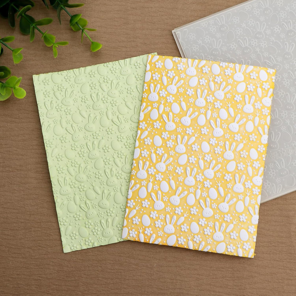 3D Embossing Folder for Card Making,Easter Bunny Plastic Texture Fades Embossing