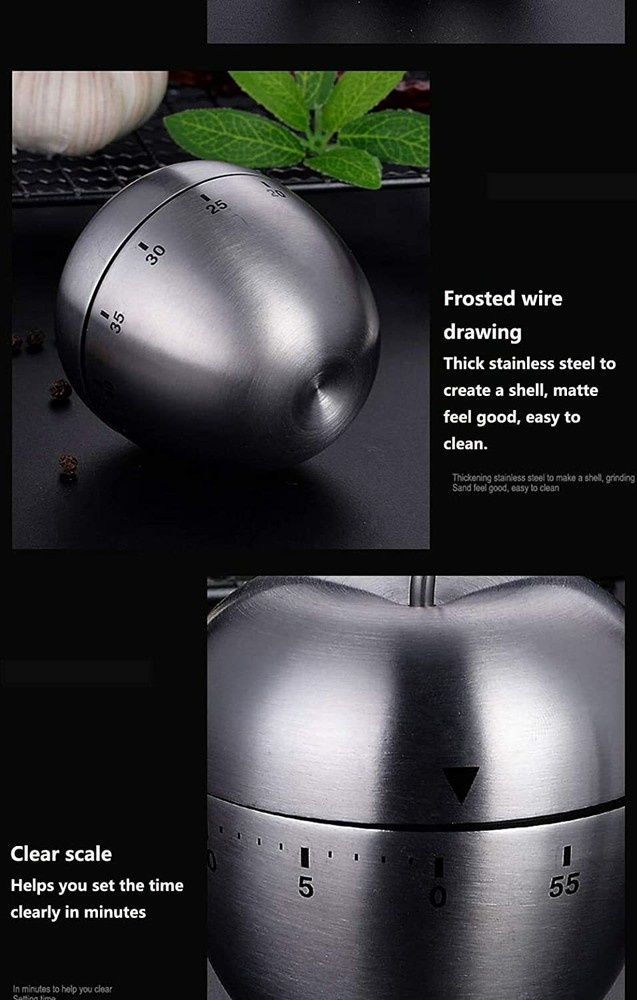 Apple Stainless Steel 60-Minute Kitchen Timer