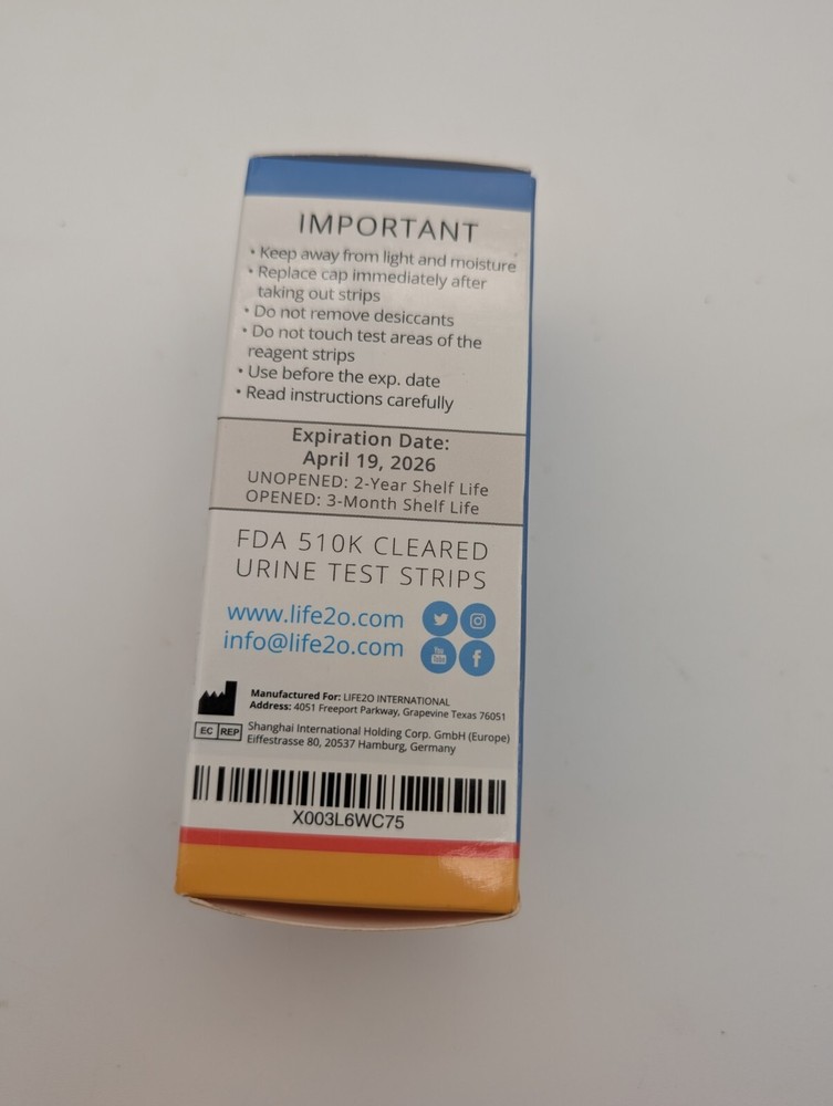 LIFE20 Urinalysis: 4 Parameter Reagent Strips (50 Strips) - EXP 04/26