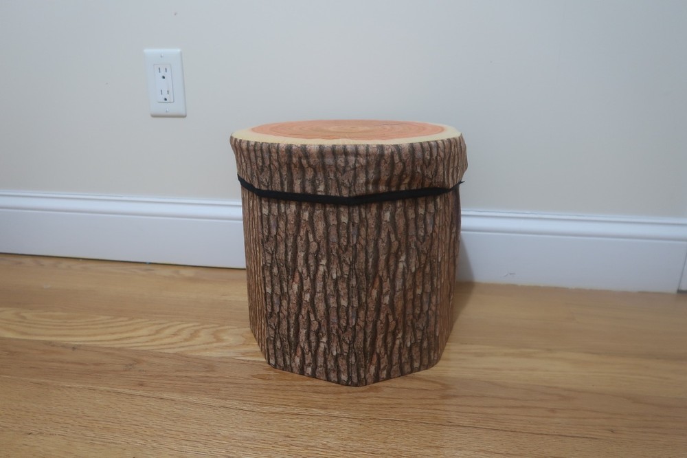 CHEFAN Fruit Storage Stool Ottoman, Tree Stump Stool, Folding Storage Box
