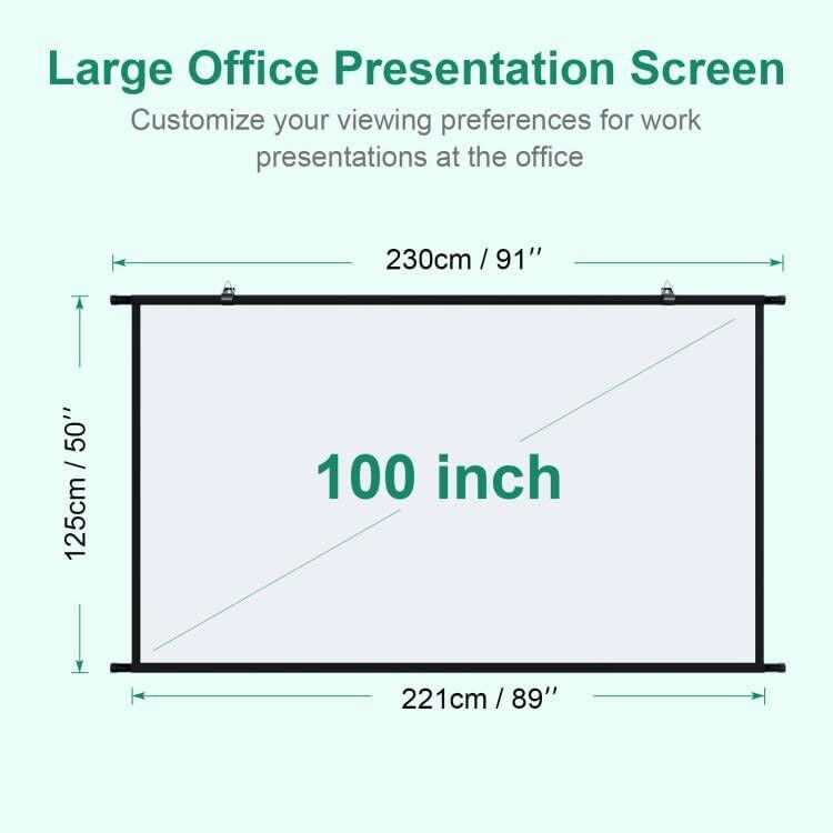 Projection Screen Black Backing 16: 9 Hanging Projector 100" Indoor...