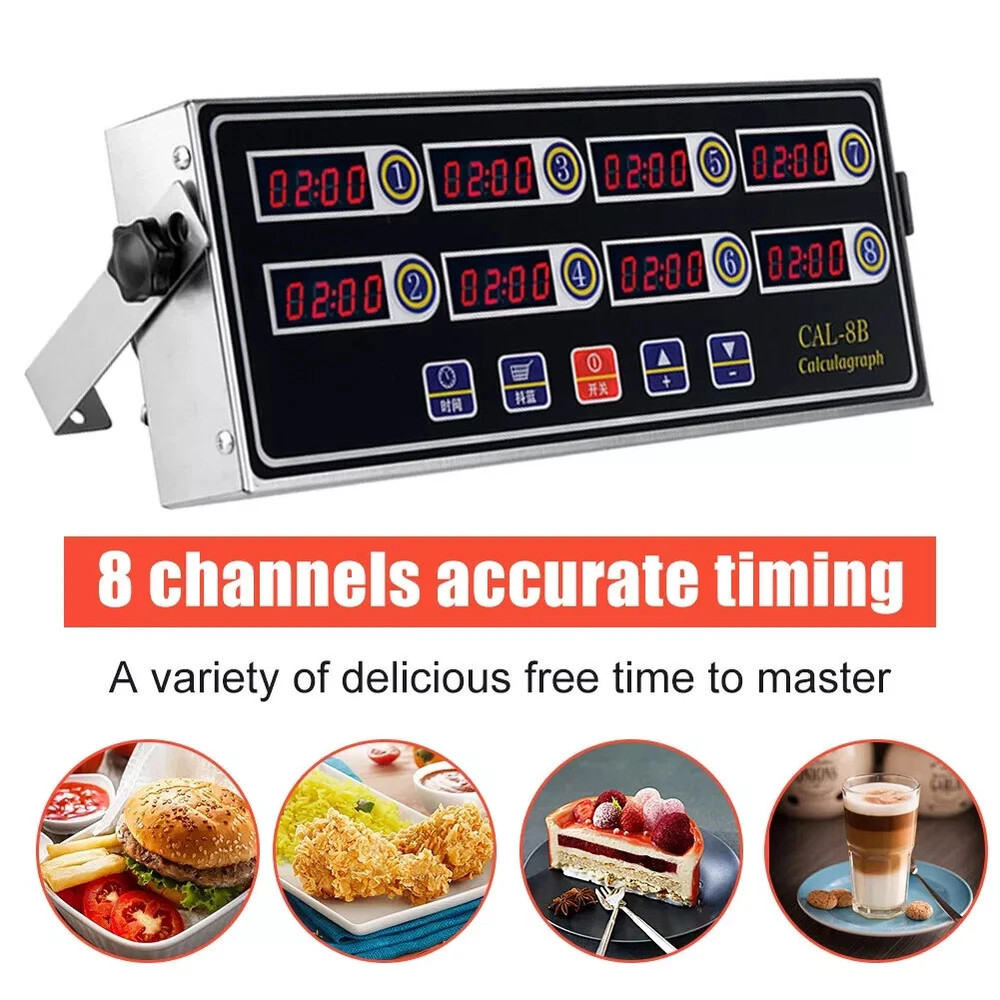 Timer Clock Commercial Kitchen Timer 8 Channel Digital Timer Loud Alarm Cooking