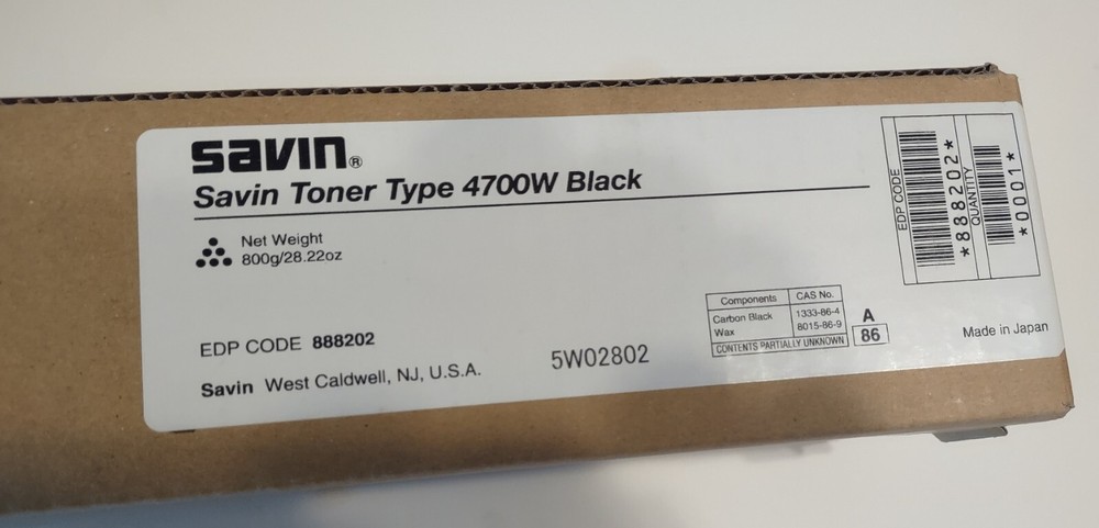 Savin TonerType 4700W Genuine Black NEW IN BOX