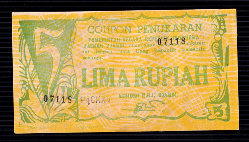 Indonesia 5 Rupiah 1948 P-S268   AU/UNC