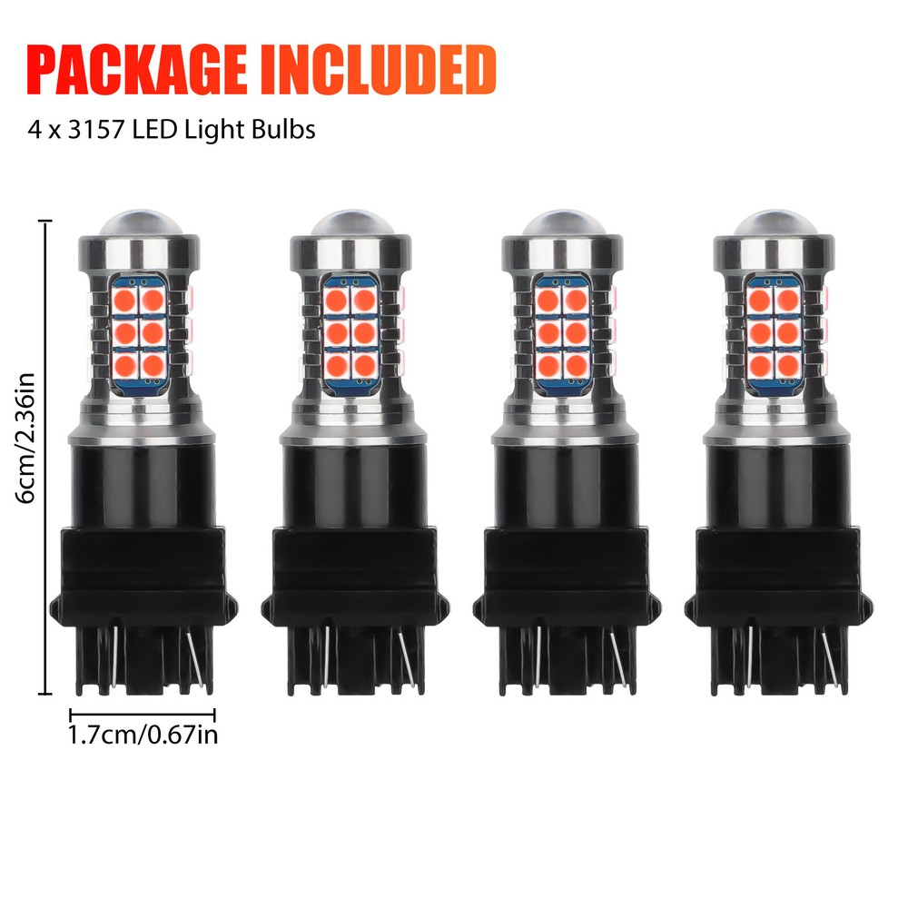 4x 3157 Red LED Bright Strobe Flash Blinking Brake Stop Tail Parking Light Bulbs