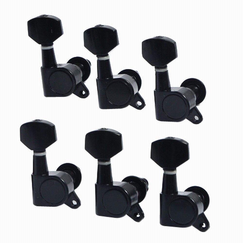 Black Enclosed Guitar String Tuning Peg Tuner Machine Head 6R Right Inline