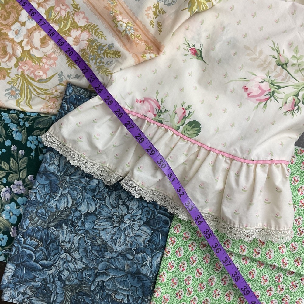 Vintage Sewing Basket Bundle – Fabric, Lace, Ribbon, Embroidery Thread & Pattern