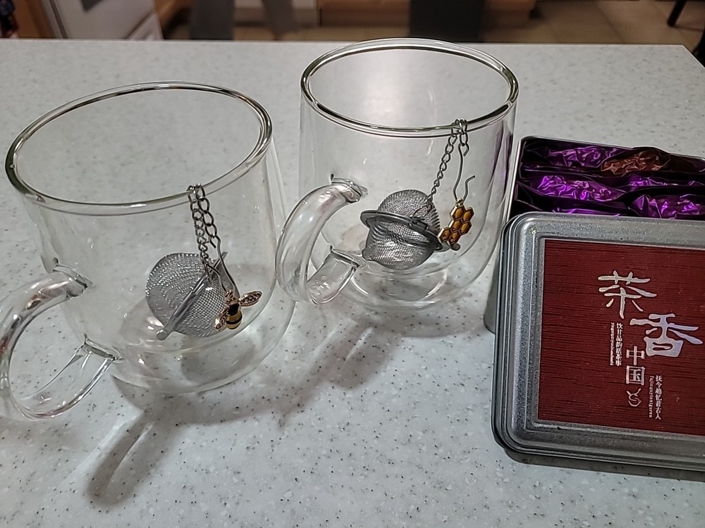 2 X Stainless Steel Mesh Tea Infuser Diffuser Strainer Steeper W/Metal Bee Honey