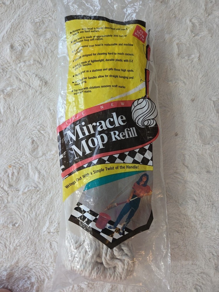 Miracle Mop  Refill Replacement  Mop Head Original Packaging - New Cotton
