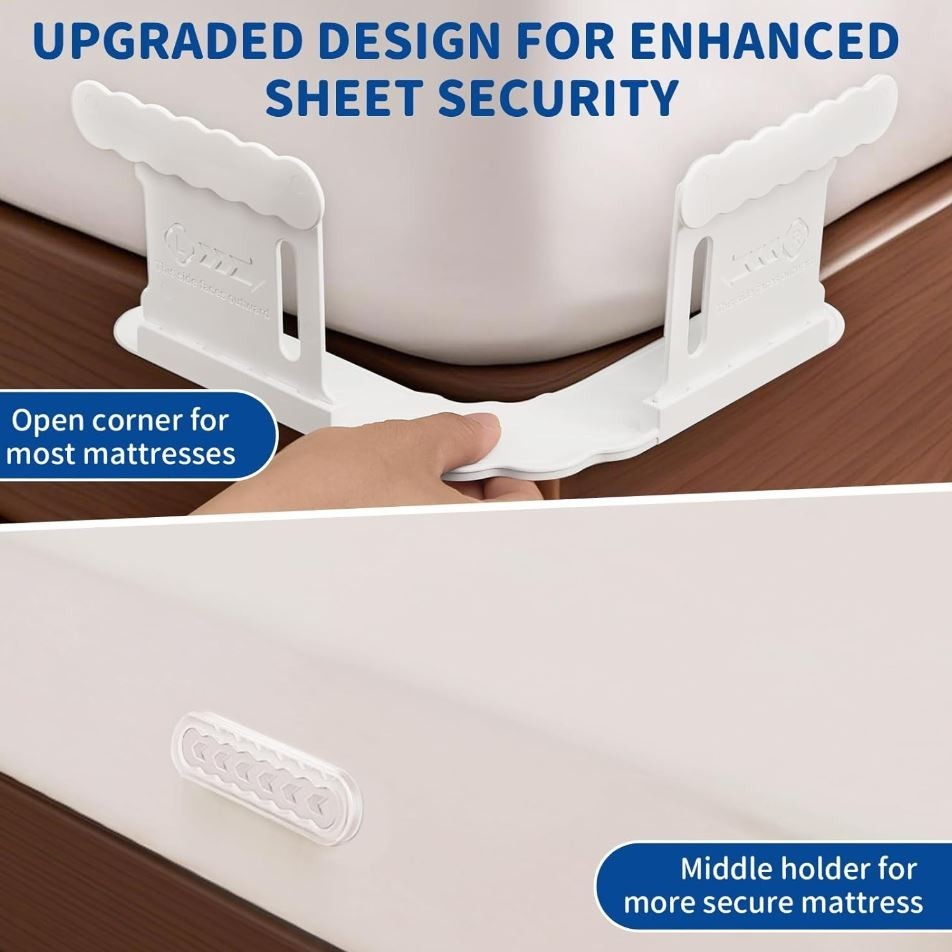 Bed Sheet Holder with Slide Lock Straps Corner Middle Fitted Bedsheet Fastener
