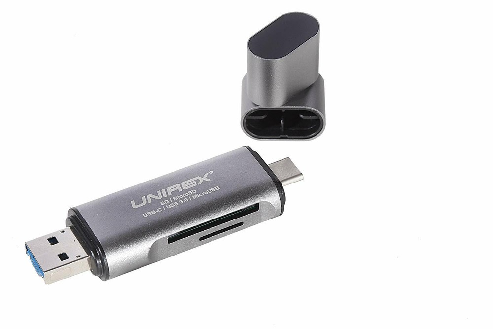 Unirex 5-in-1 Type C 3.0 USB Card Reader for SD, Micro SD, USB 3.0, Micro USB