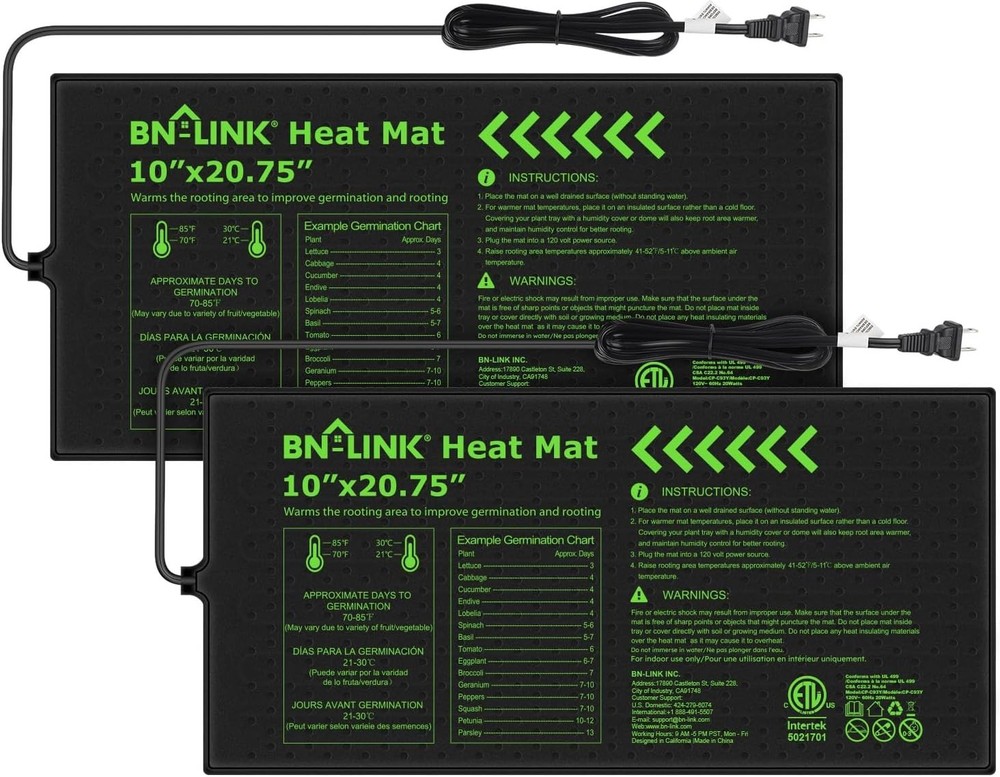 Plant Heating Pad for Seed Germination - 10x20.75" 2 Pack