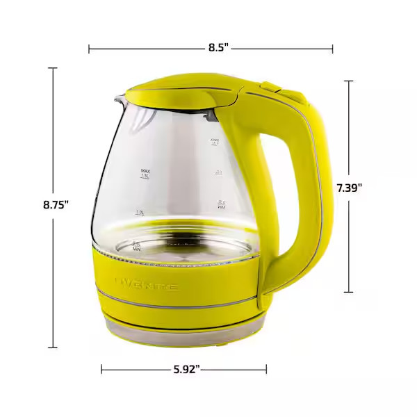Illuminated 6.5-Cup Green Electric Kettle with Filter, Fast Heating and Auto-Shu