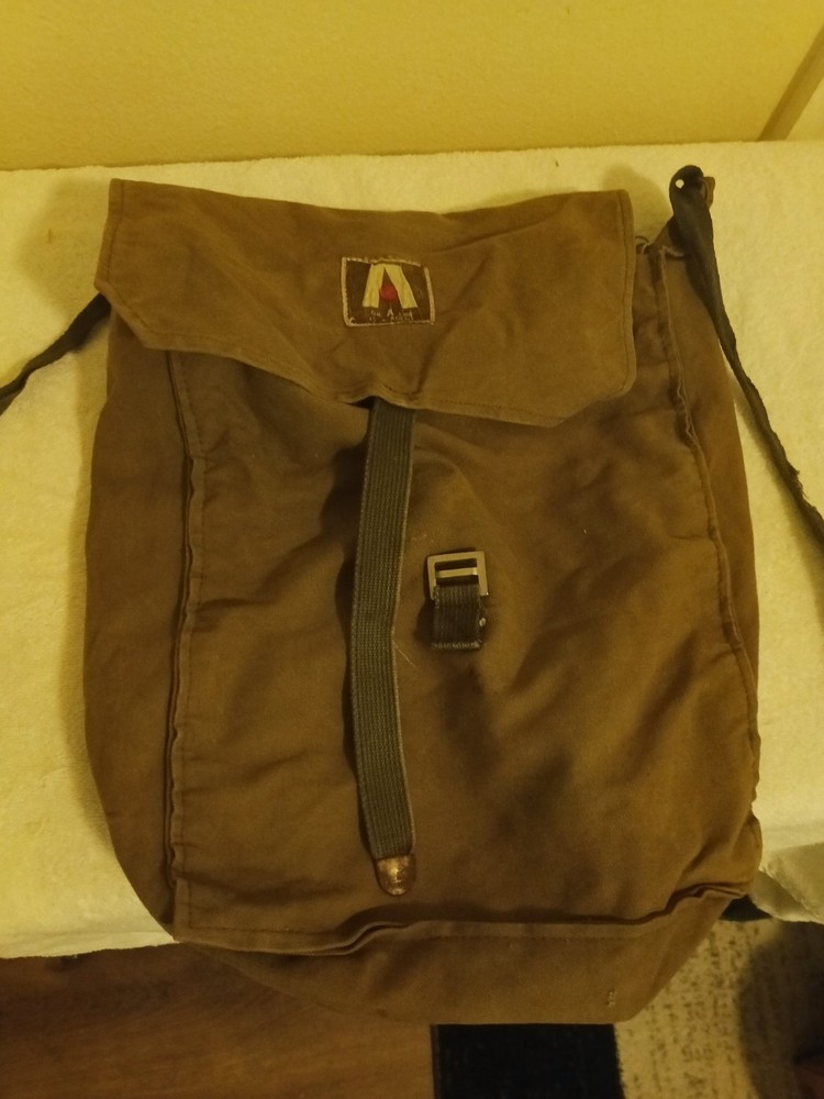 Korean Military Surplus Canvas Backpack with Property Tag and Patch