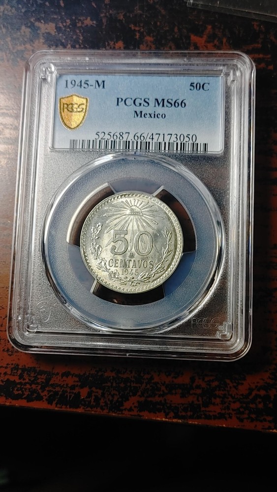 1945 M Mexico Silver 50 Centavos PCGS MS66 Great Luster 4317