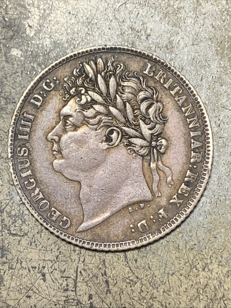1824 6 Pence Silver Coin .925