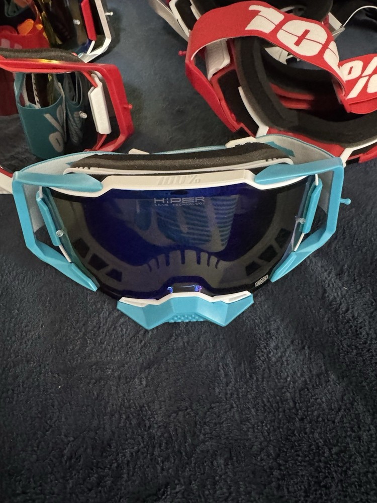 100% Goggles Hiper Lens Technology Blue And White
