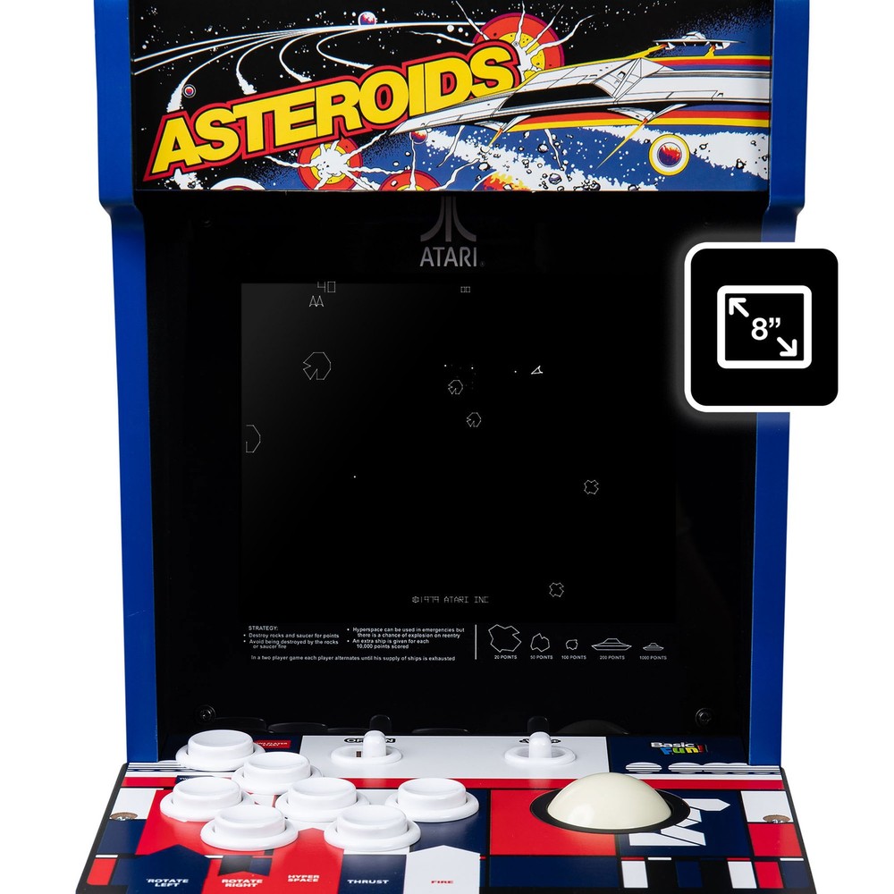 Arcade Classics Atari Asteroids Counter Series Arcade Game with 8 Inch Screen