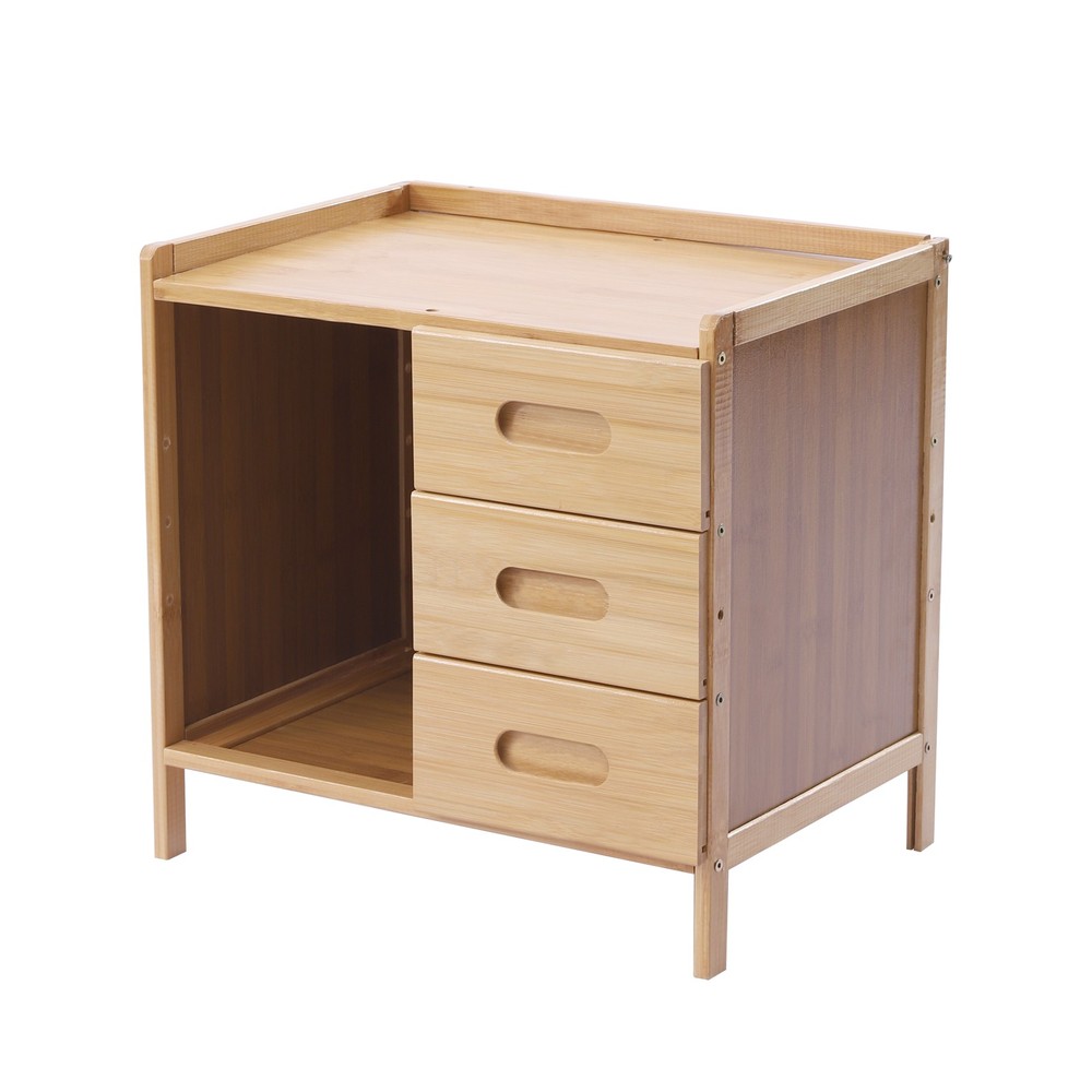 3-Tier Bedside Table Nightstand Bedroom End Side Organizer Drawer Storage Box