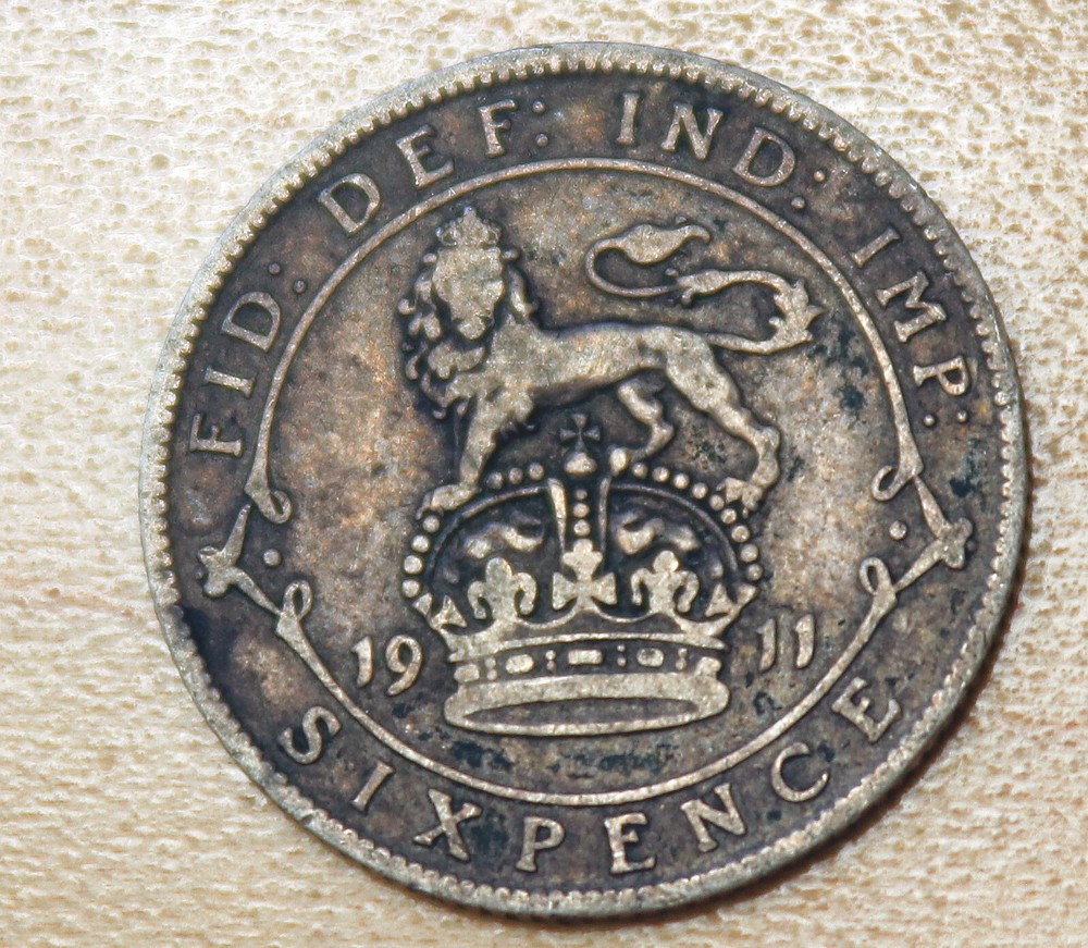 1911 Great Britain 6 Pence Silver