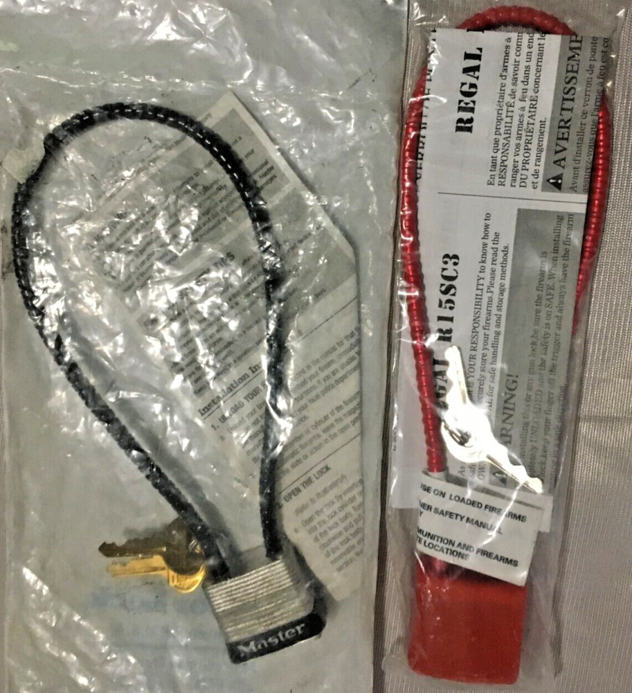 Cable Locks for Long Guns Master lock & Regal lock 2 keys each