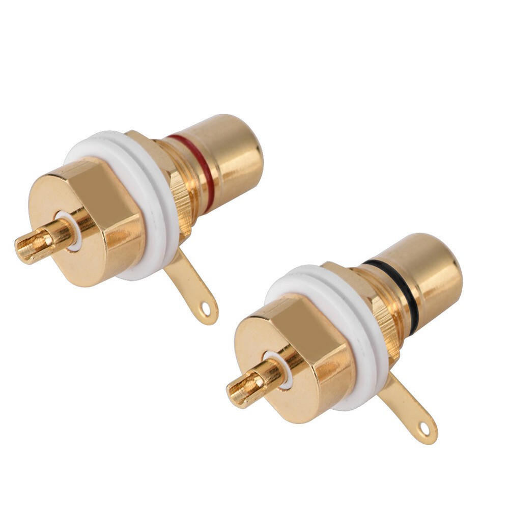2PCS RCA Female Chassis Panel Mount Socket Connector Gold Plated Adapter