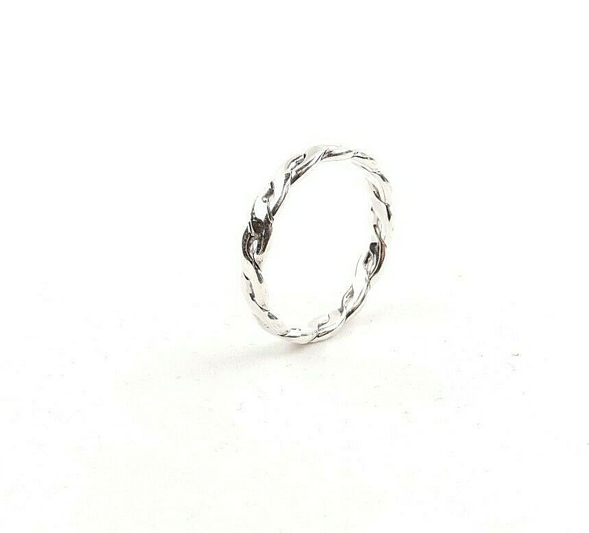 Sterling Silver 3 mm Weaved Band Ring - Free Gift Packaging