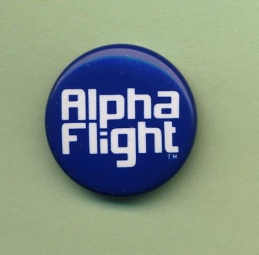 1980'S ALPHA FLIGHT Logo Promotional Tin Pinback Button Pin MARVEL COMICS GROUP