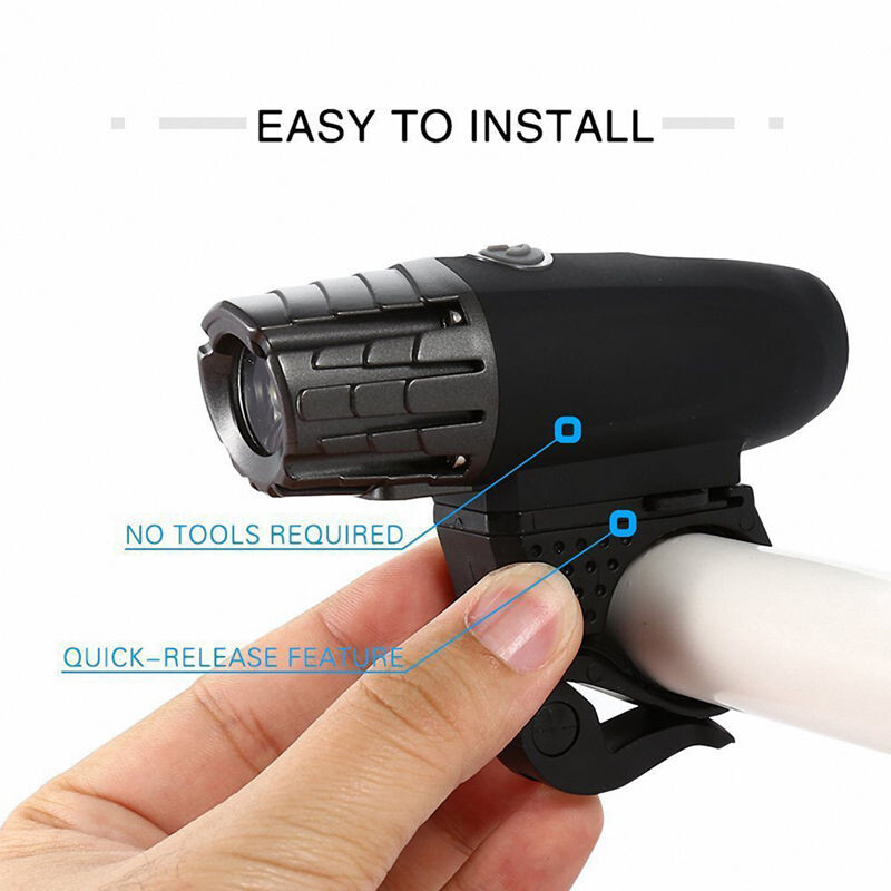USB Rechargeable Head & Tail Light Set, 4 Modes, LED, Waterproof, Black