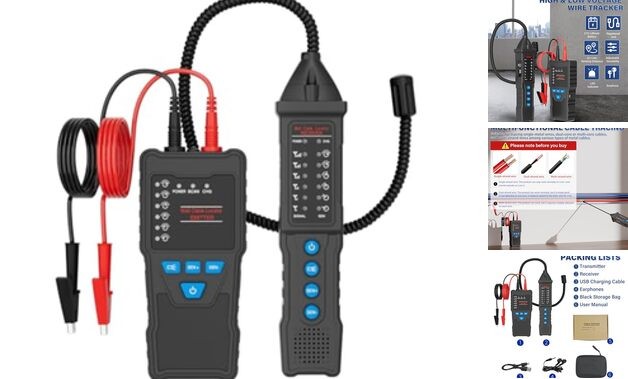 Underground Wire Locator, Cable Tracker 2M Depth 1000ft Range, 110-220V AC/DC,