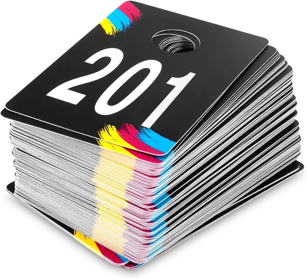 Plastic Number Tags, 100 Reusable Tags 201-300, Reverse Mirror Image Coat, Id...