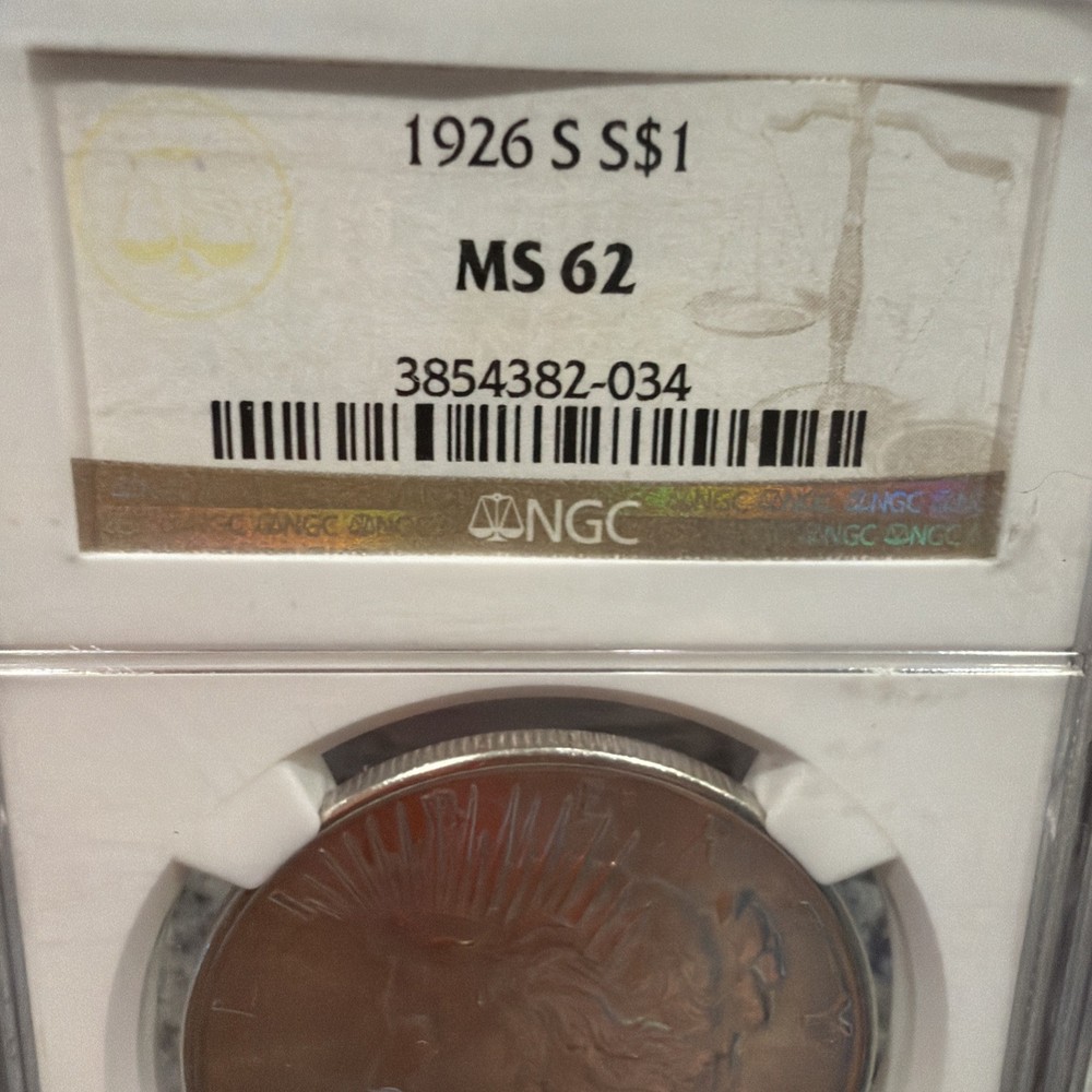 1926 S NGC MS62 Peace Silver Dollar 012584