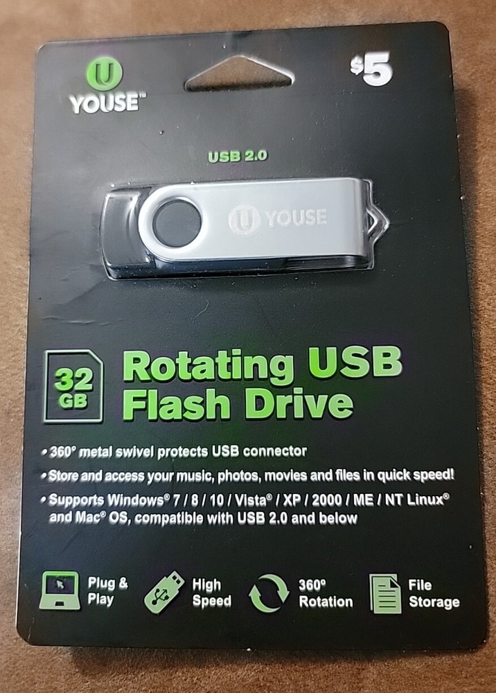 Youse 32GB Rotating USB Flash Drive 2.0