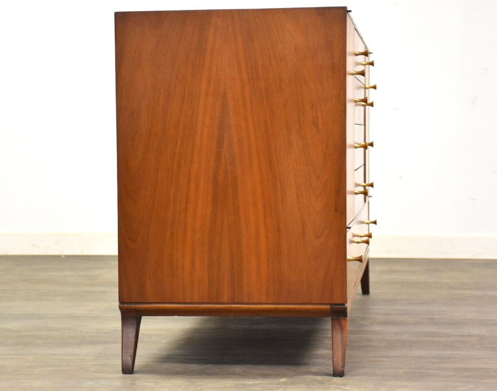 Walnut and Brass Mid Century Credenza