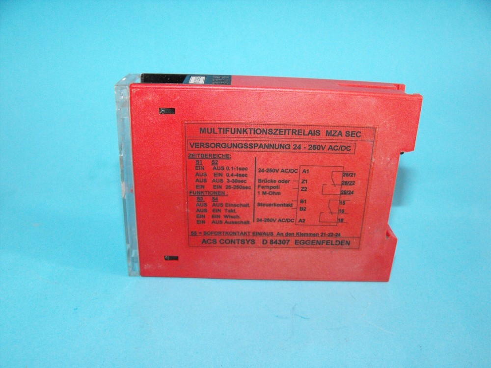 ACS Contsys MZA SEC.Multi Function Time Relay 0.1s -250sec.USED